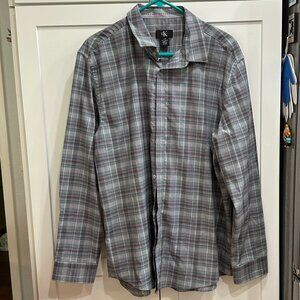 Calvin Klein Men's Large Collared Dress Shirt, Never Worn, Long Sleeve, Gray